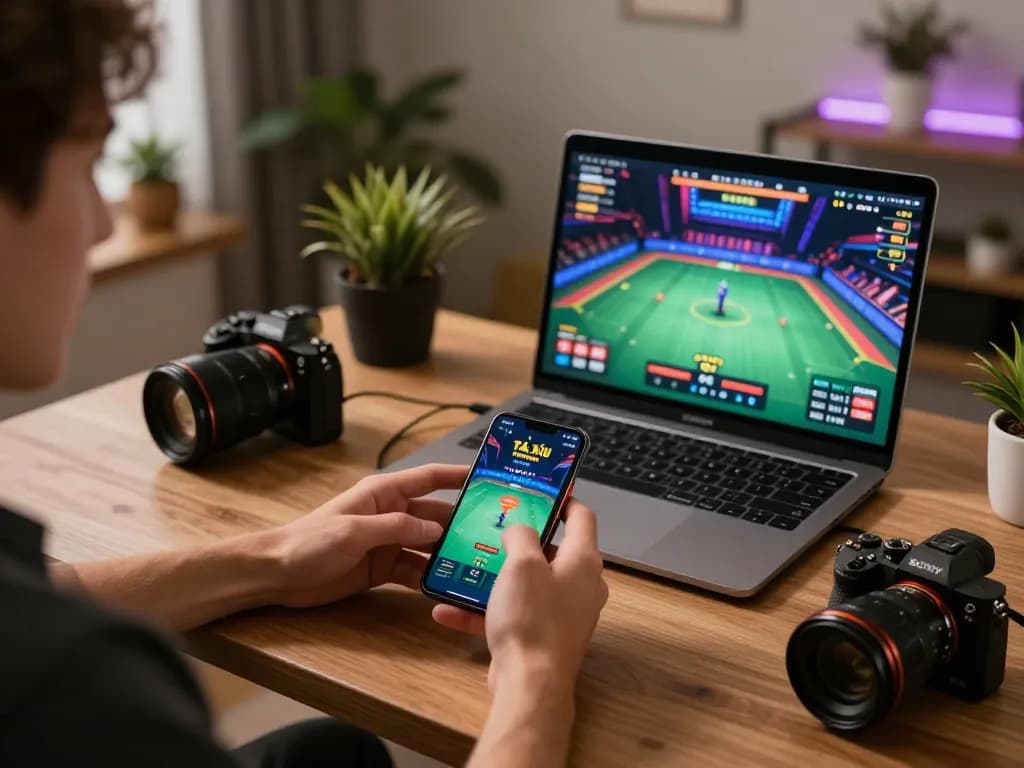 Taking strategic actions on the taixiuonlinego app, showcasing engaging gameplay and a cozy home setting.