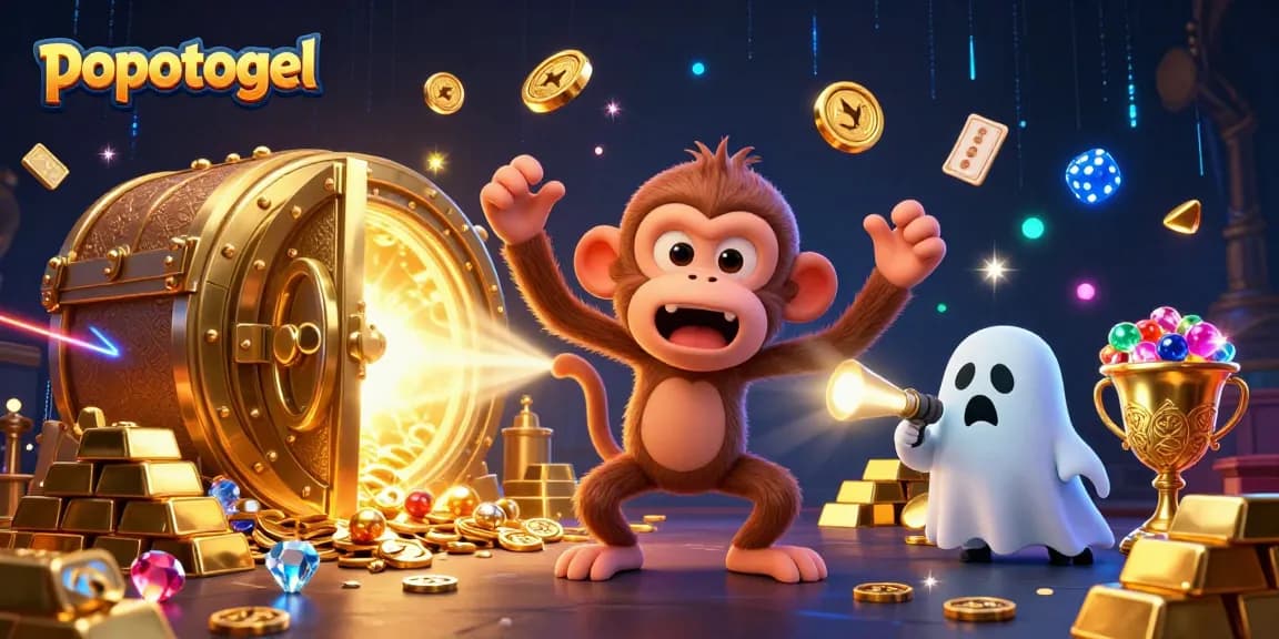 Join the action with popotogel as the poltergeist monkey juggles thrilling gaming elements in a vibrant casino scene.
