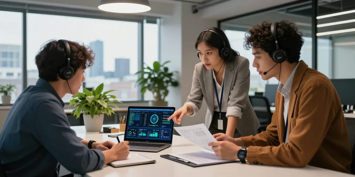 What is the best IT support company in London? Team of IT professionals collaborating in modern office environment.