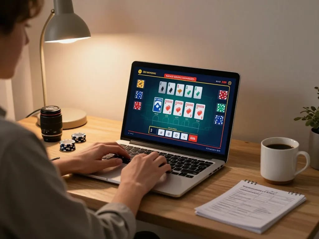 Engaging live dealer blackjack session at home seen on laptop screen, enhancing sc88seo gaming experience.