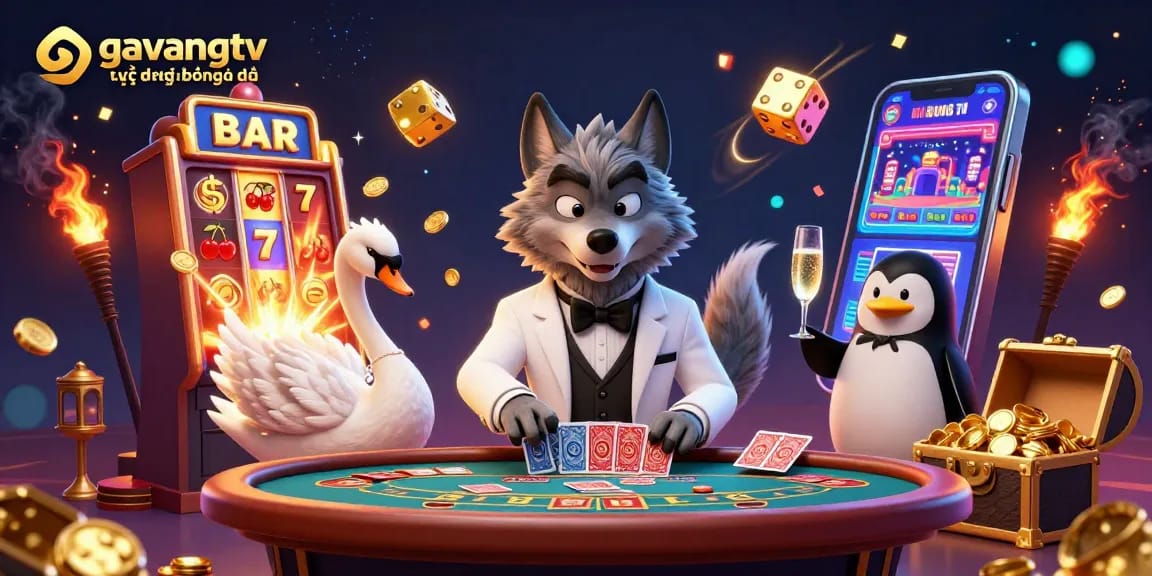 Experience the thrill of gambling with gavangtv trực tiếp bóng đá, featuring charismatic characters and vibrant casino elements.