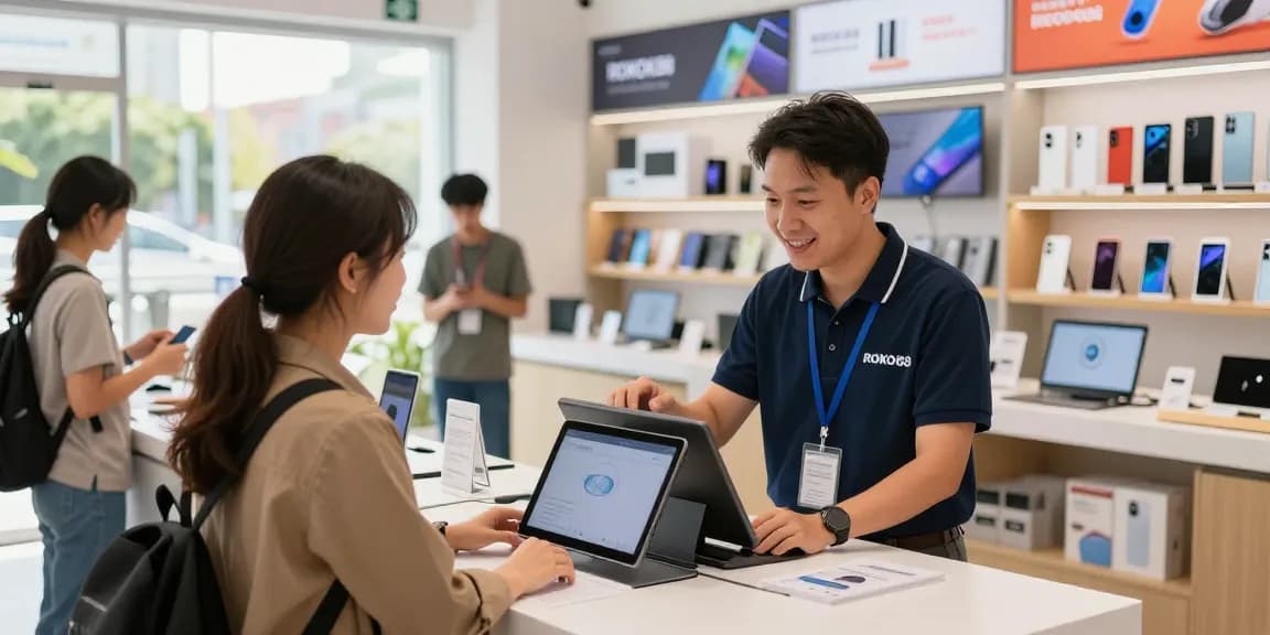 Engaging ROKOK88 retail scene highlighting customer service experience at rokok88 slot.