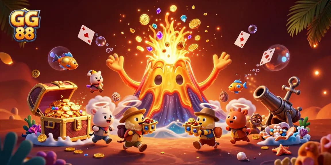 Experience the thrill of winning at GG 88 with a dynamic scene of treasure and adventure.
