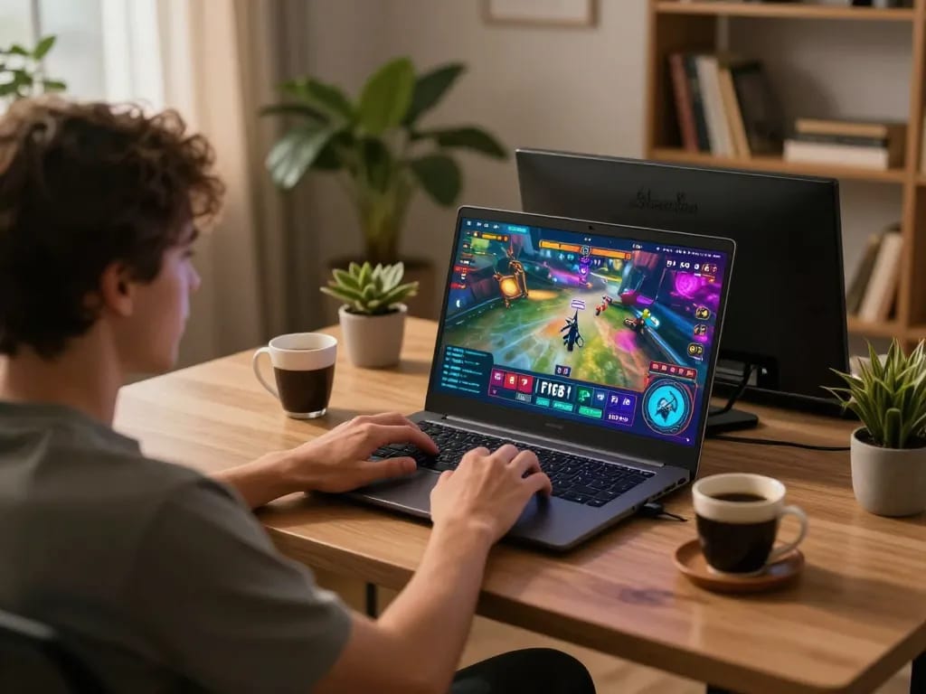 Gambling enthusiast engaging on the F168 platform from a modern home setup.