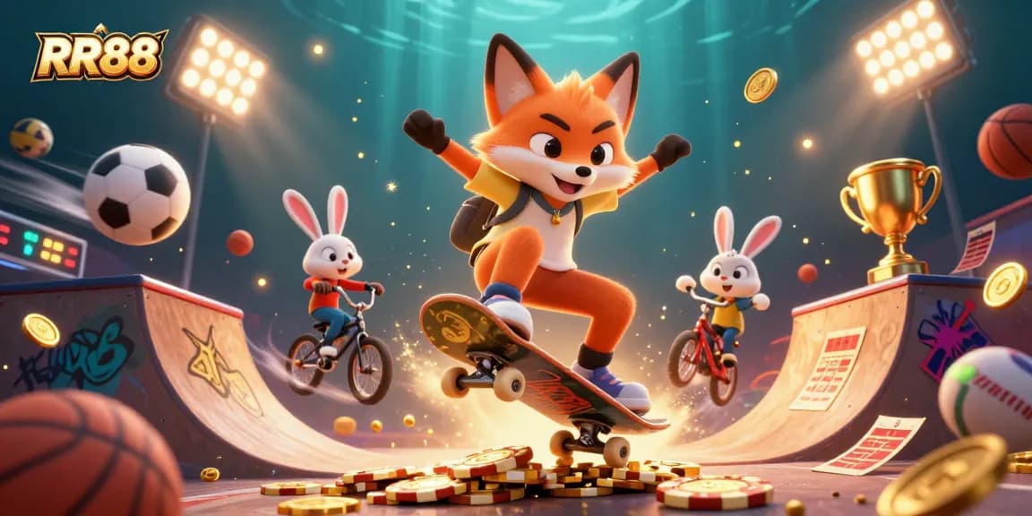 RR88 showcases a dynamic casino scene with thrilling 3D characters and vibrant graphics