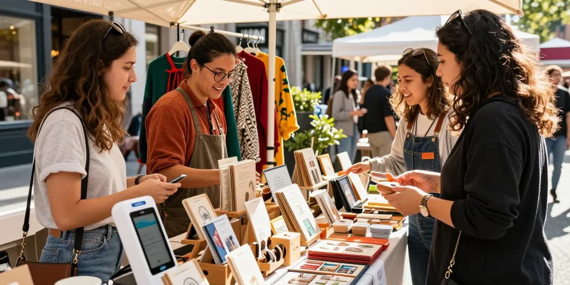 Shopper exploring rokok88 slot products at a local artisan market, celebrating community support and craftsmanship.