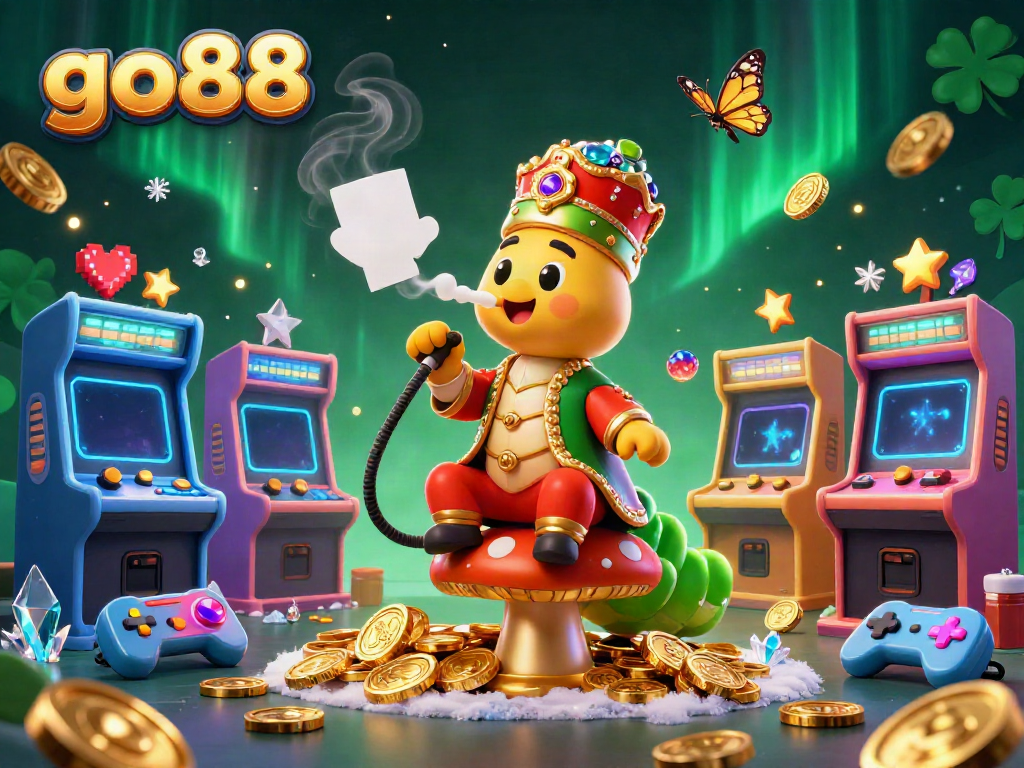 Engage in thrilling gameplay with go88, featuring a whimsical caterpillar and vibrant casino elements.