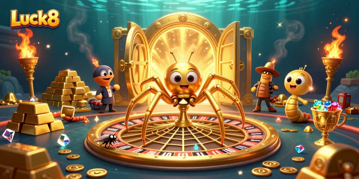 Experience excitement and winnings at Luck8 with a thrilling casino illustration featuring animated characters.