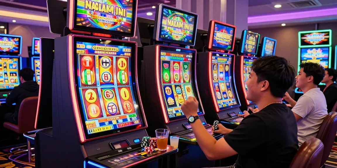 Exciting Slot Gacor Malam Ini scene with players celebrating wins at vibrant casino.