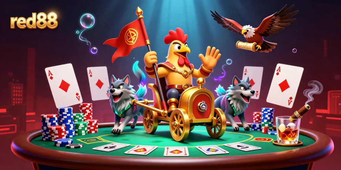 Experience exhilarating poker action with red88 featuring a vibrant scene of characters and gameplay elements.