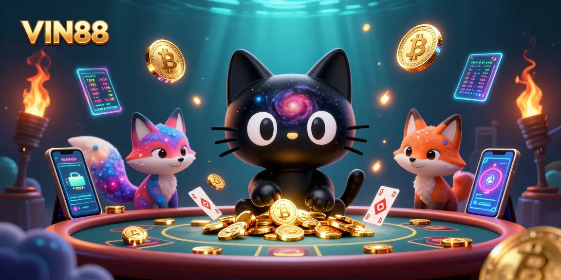 Play thrilling casino games with VIN88 in an enchanting cosmic setting featuring unique characters.