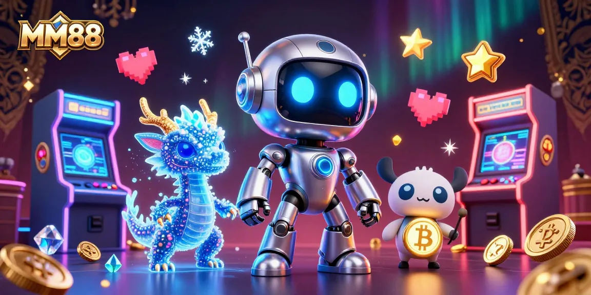 Experience MM88's vibrant casino gaming world with a dynamic 3D illustration.