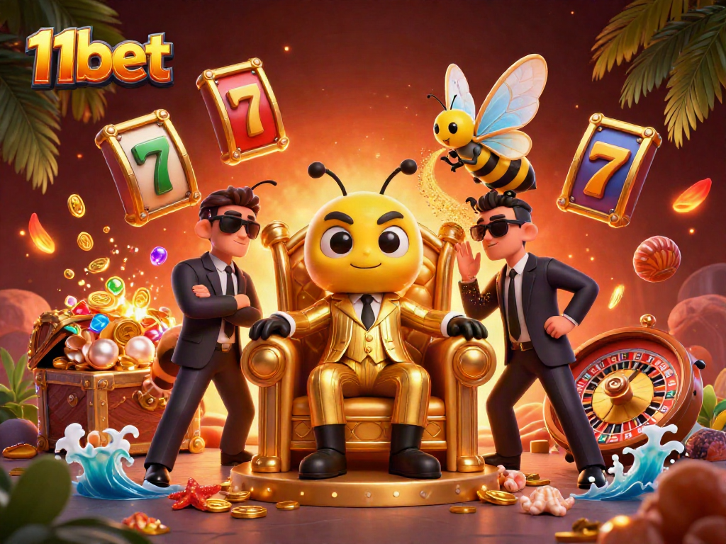 11bet's vibrant casino illustration showcases the excitement of slots and jackpots.