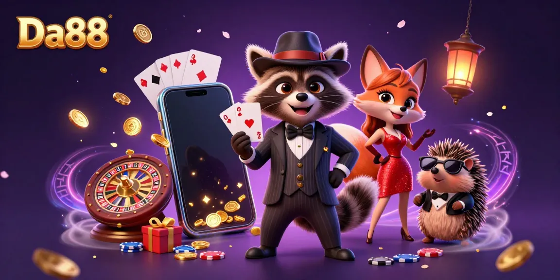 Experience exciting gameplay at Da88 with charming 3D characters and vibrant casino elements.