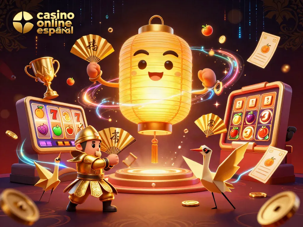 Disfruta de la emoción de un casino online español con personajes dorados y elementos de juego vibrantes.