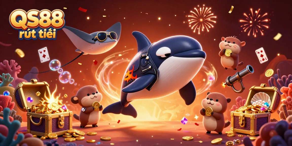 Engage with QS88 rút tiền in a vibrant 3D underwater casino scene featuring daring sea characters.
