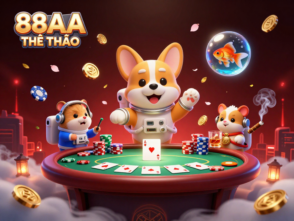 Experience thrilling gaming action with 88AA THỂ THAO in a vibrant, animated casino scene.