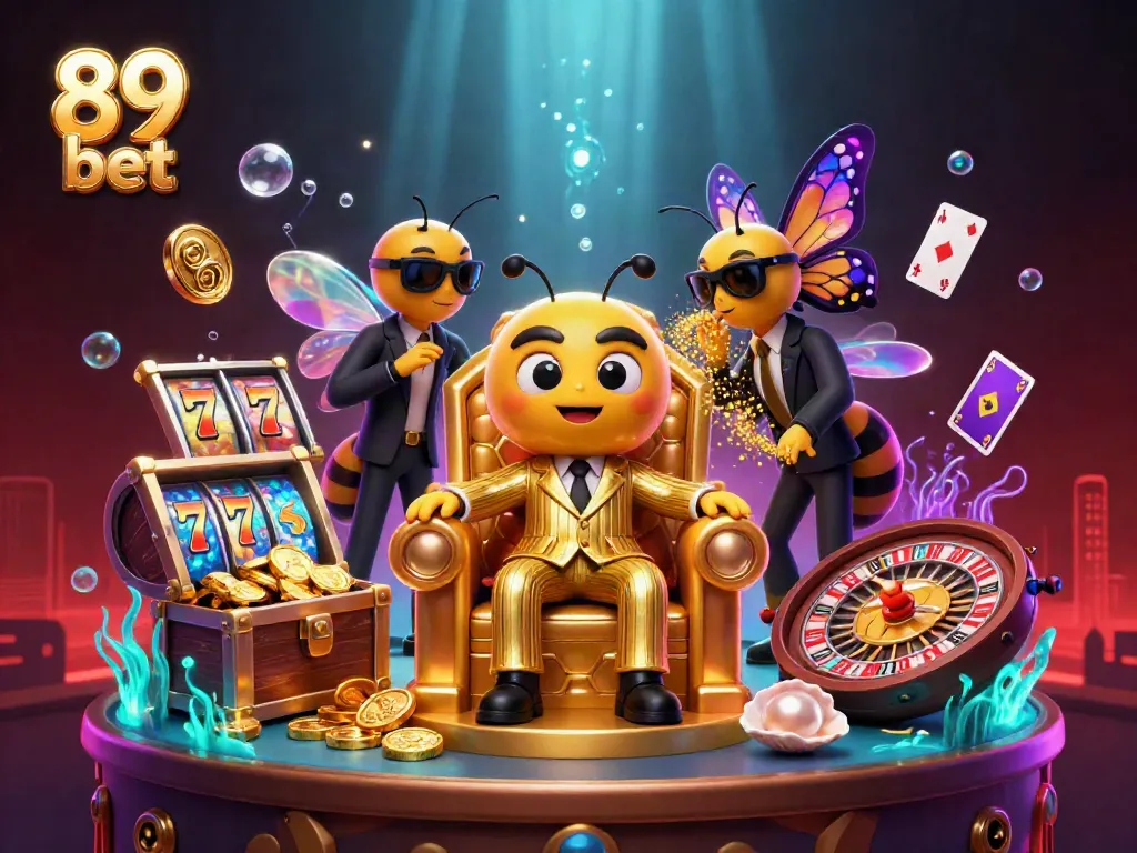 Experience the excitement of 89 bet with a vibrant casino scene featuring a bumblebee mob boss and dynamic gaming elements.