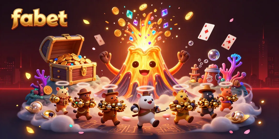 Experience excitement at Fabet with rich treasures and thrilling games in a vibrant 3D casino scene.