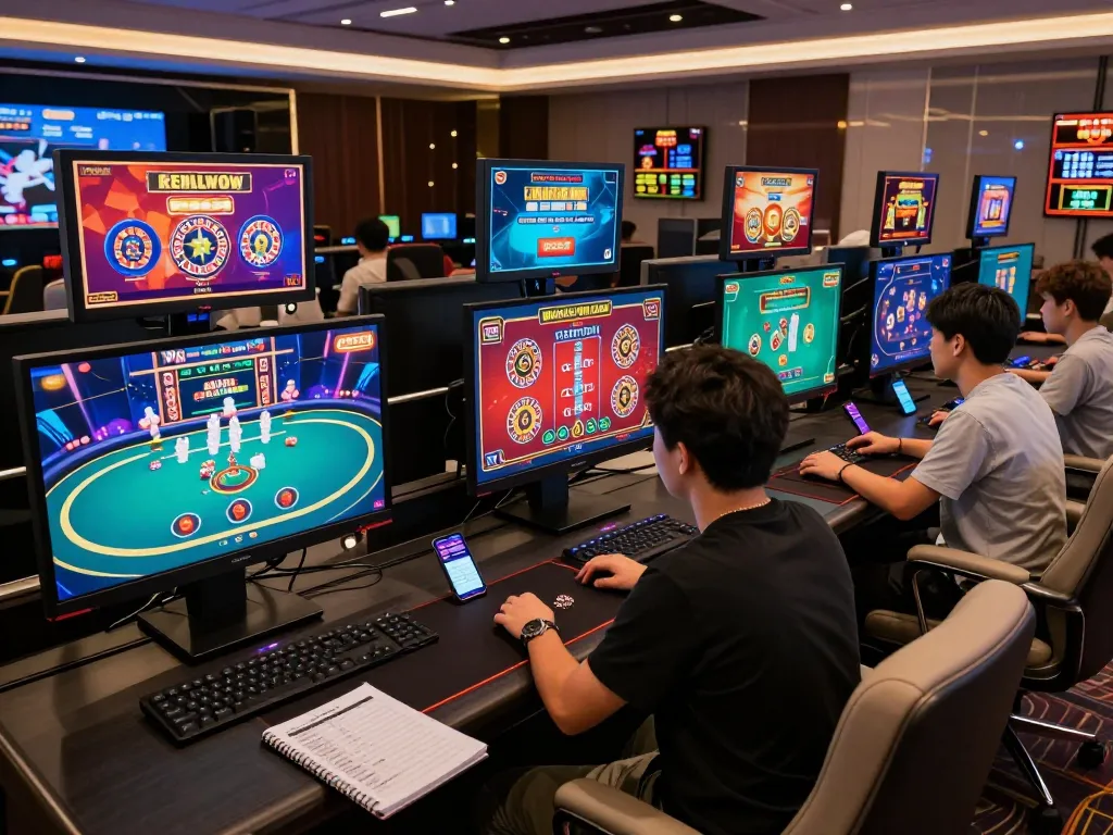 Engaging in online gaming at trang chủ 789WIN with multiple displays showing poker and slots.