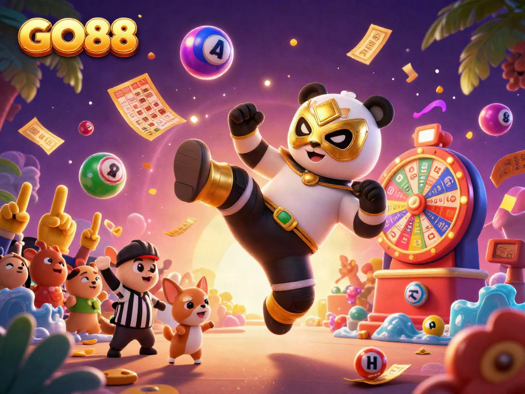 Watch GO88's panda wrestler kick off an exciting gaming night with vibrant, interactive elements!
