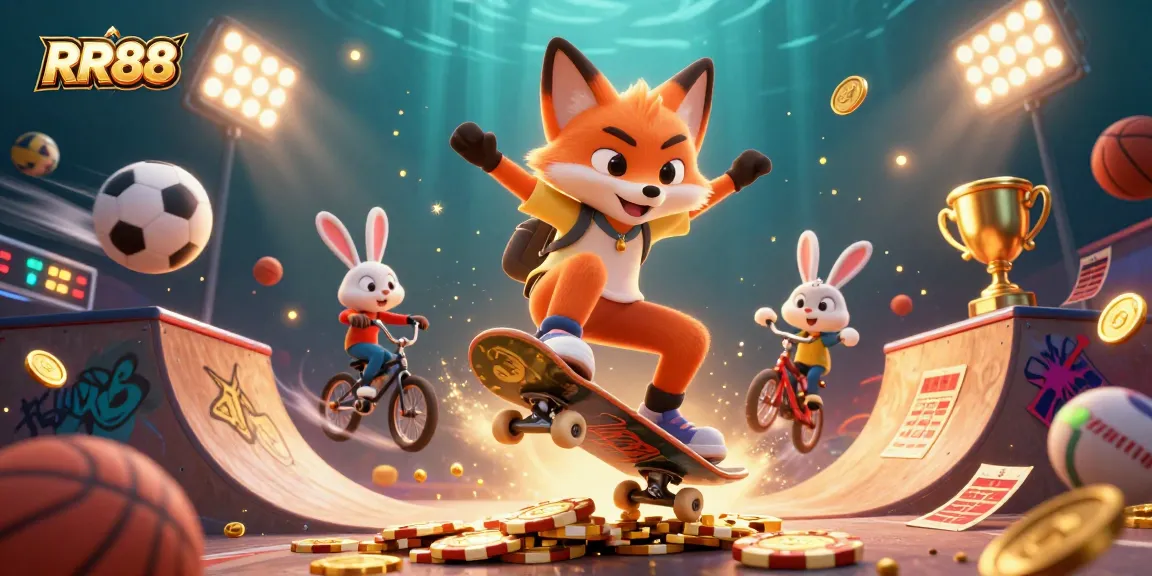 RR88 showcases a dynamic casino scene with thrilling 3D characters and vibrant graphics