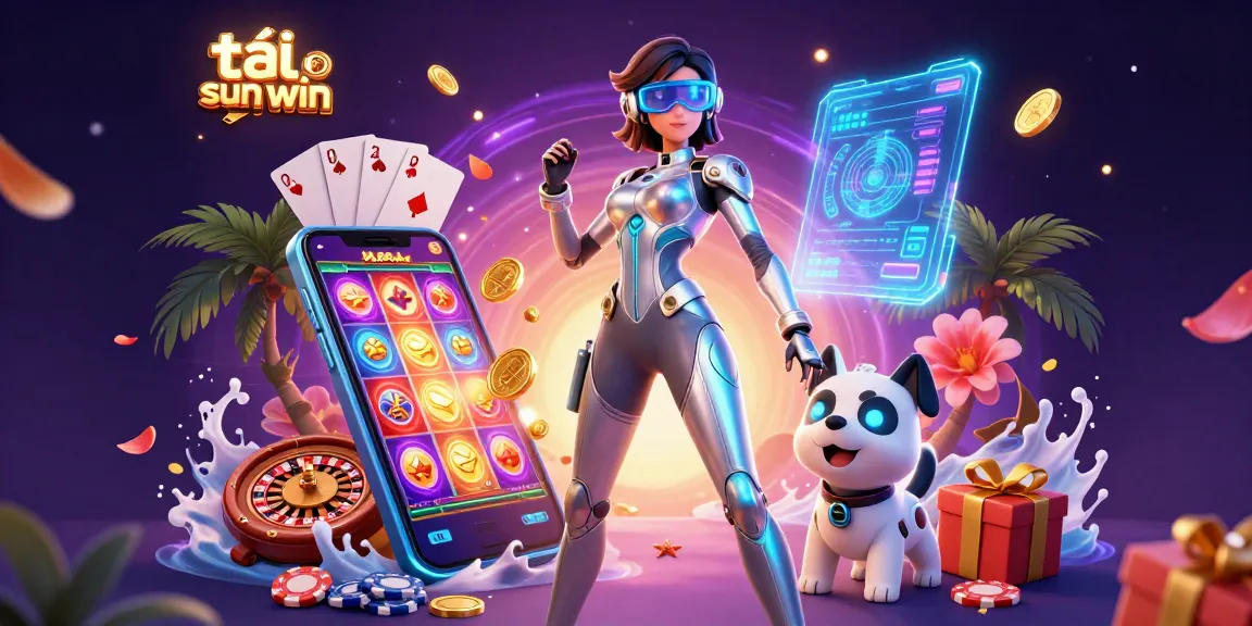 Engage in thrilling gameplay with tải sun win, featuring lively visuals of a futuristic casino scene.
