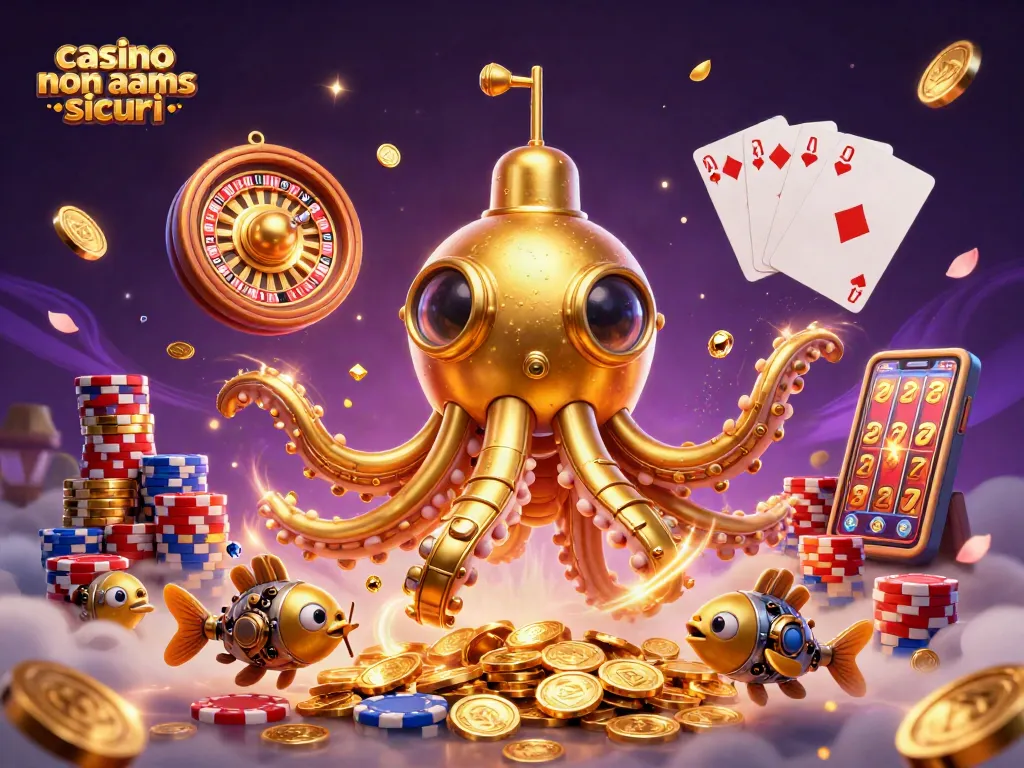 Casini non aams sicuri: gioca sicuro e divertiti con il kraken d'oro immerso in monete e simboli fortunati.
