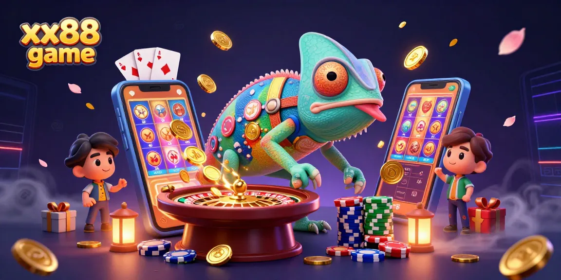Win big with exciting xx88 game options in this vibrant casino scene featuring colorful characters.