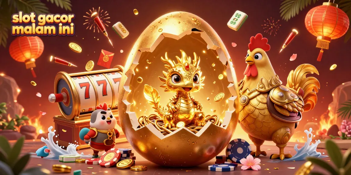 Experience the thrill of slot gacor malam ini with a golden dragon amidst vibrant casino elements.