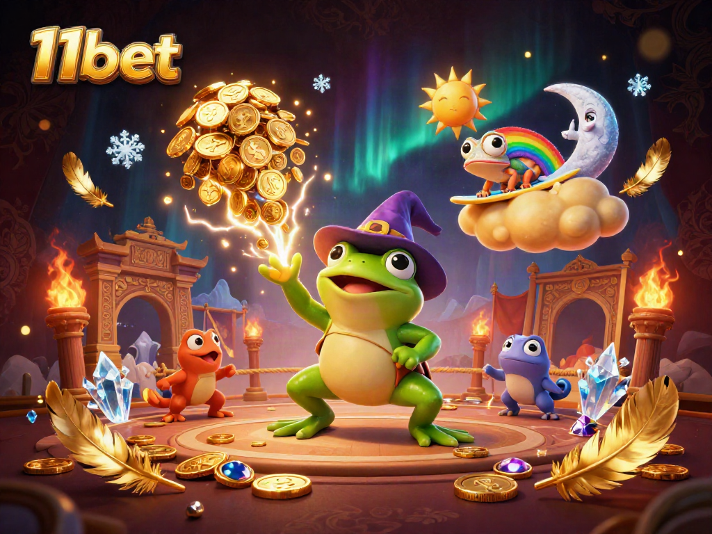 Experience thrilling moments at 11bet with a vibrant storm of golden coins and enchanting characters.