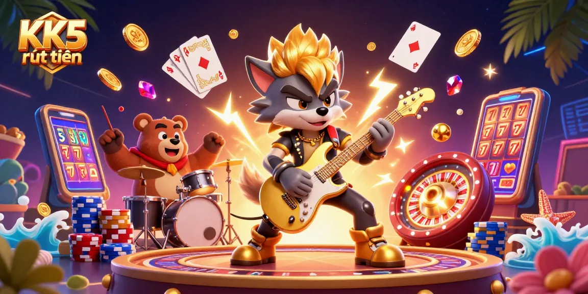 Experience excitement with KK5 rút tiền, showcasing thrilling casino gameplay and dynamic characters.