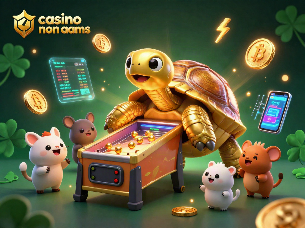 Gioca ai casino non aams con modelli di tartaruga dorata e criptovalute scintillanti.