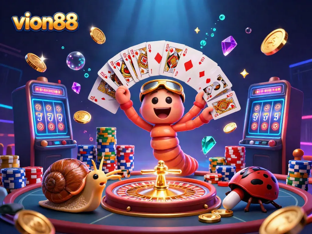 Play thrilling games at vion88 with immersive casino experiences featuring colorful characters and vibrant scenes.