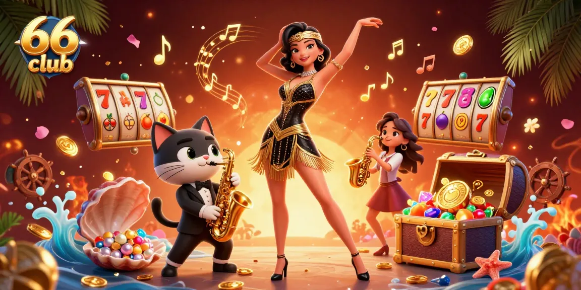 Join the excitement at 66 club with dynamic slot-themed visuals and vibrant colors!