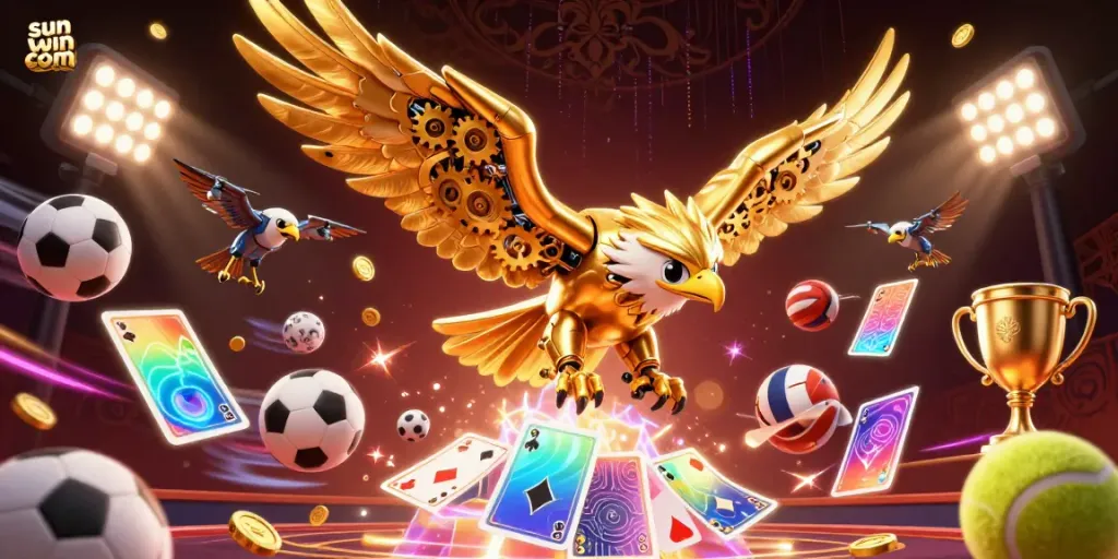 Experience thrilling gaming action with sun win com in an electrifying 3D casino scene featuring vibrant game elements.