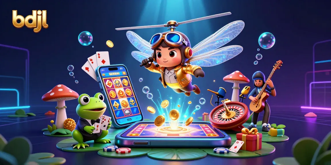 Engage with the exciting world of bdjl as a dragonfly pilot and frog croupier deal winning cards at a vibrant casino.