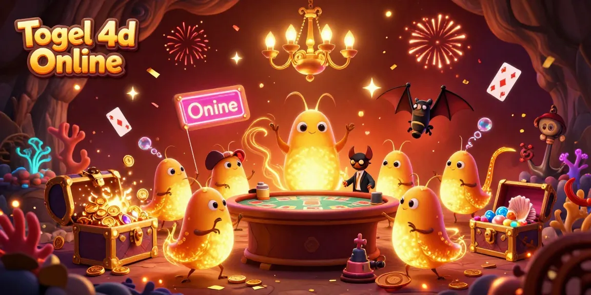 Join the fun at Togel 4d Online's vibrant casino scene with glowing characters and thrilling game elements!