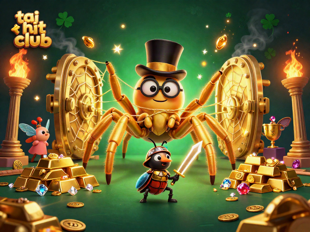 Experience the excitement at tai hit club with a dynamic casino-themed scene featuring engaging characters and treasures.