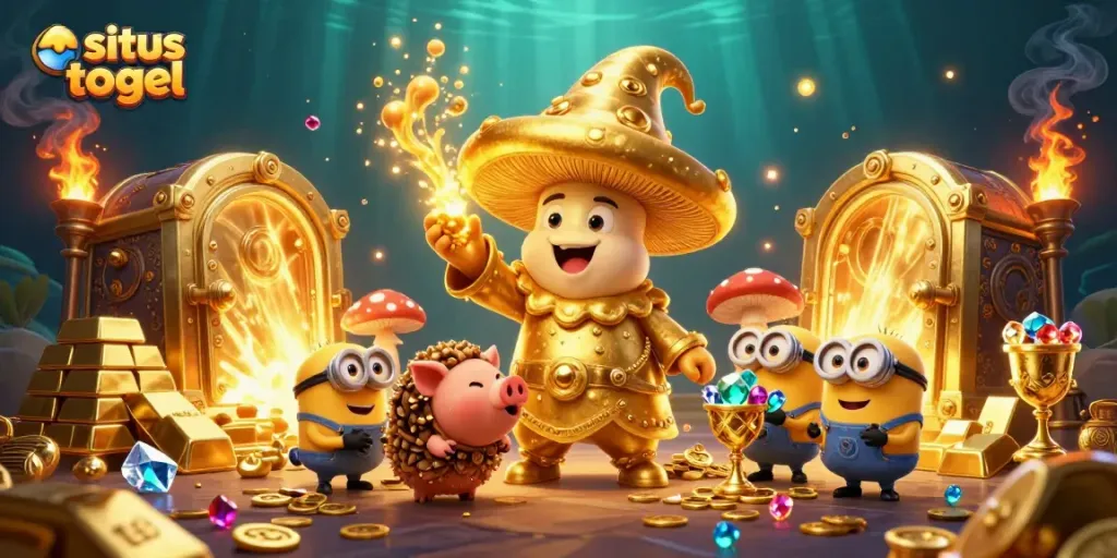 Engage in situs togel magic with golden treasures, wizardry, and vibrant casino elements.