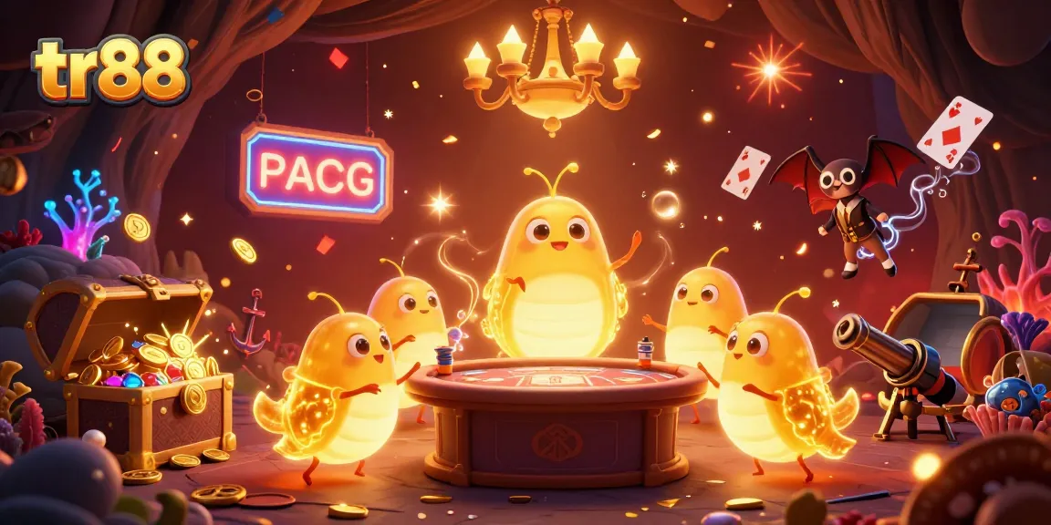 Experience the excitement of tr88 casino with bioluminescent glowworms hosting a vibrant gambling scene.