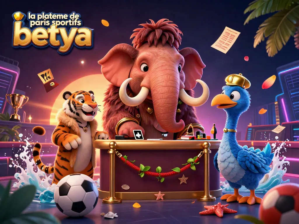 Engage with la plateforme de paris sportifs betya through vibrant, dynamic sports betting imagery featuring cartoon characters.