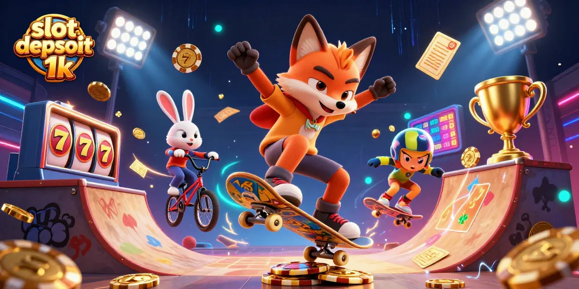 Engage in thrilling action at slot depsoit 1k with vibrant 3D characters and casino elements.