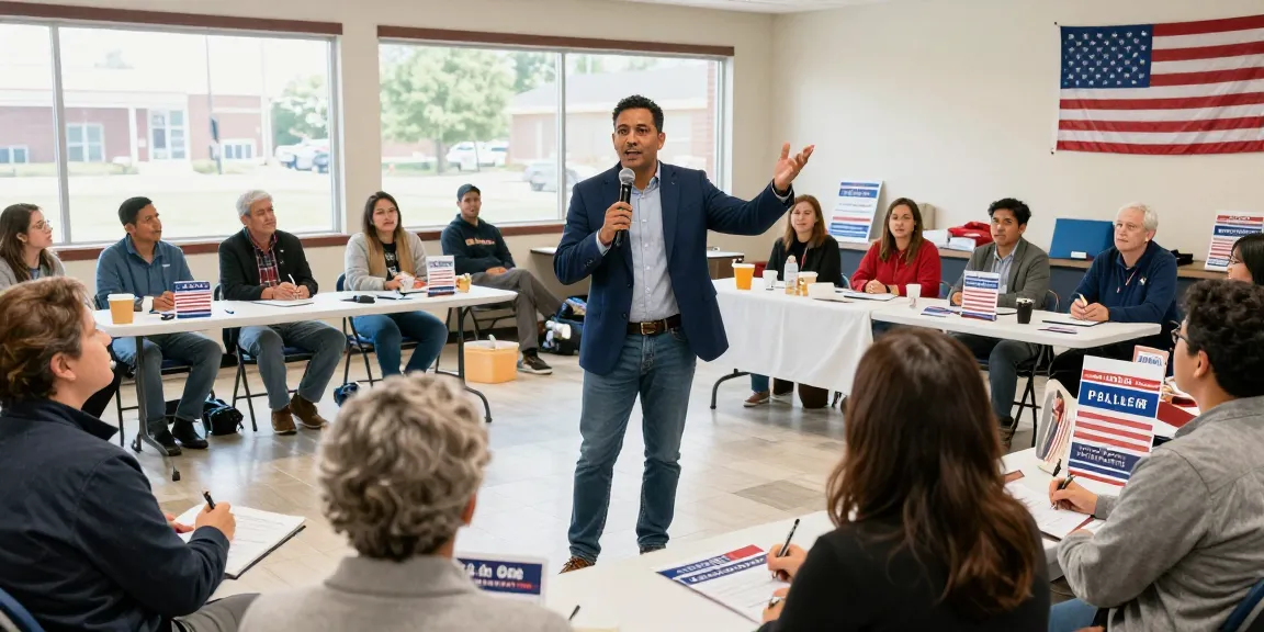 Casey Askar engaging local voters during town hall meeting.