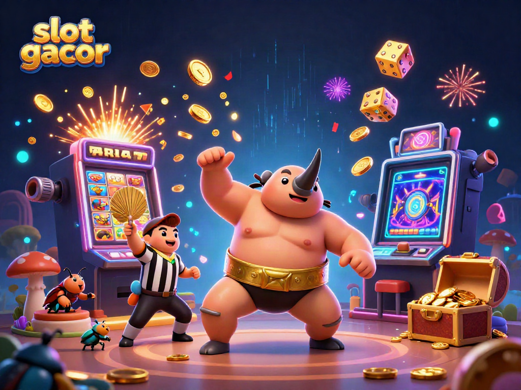 Experience thrilling slot gacor action with our vibrant illustration featuring the sumo beetle champion.