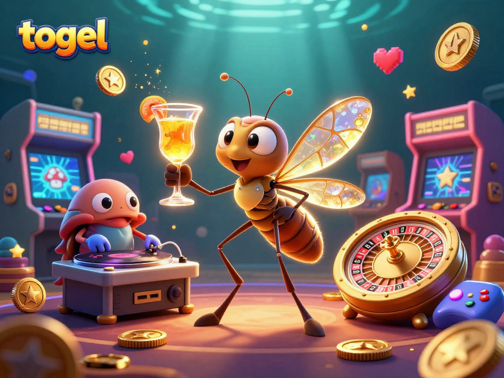 Engage in togel with vibrant 3D characters and casino elements, highlighting the exciting online gambling experience.