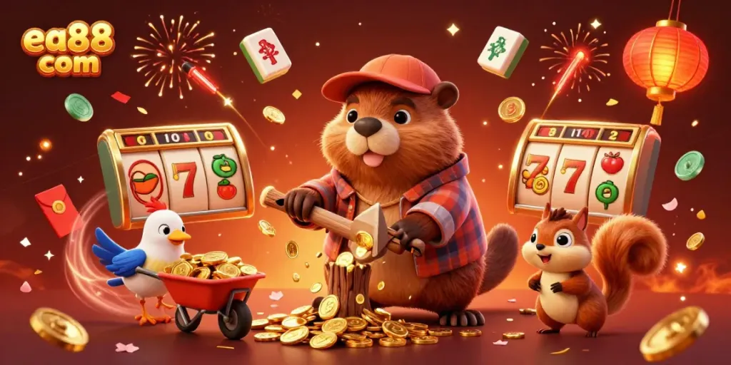 Experience winning moments at ea88 com while watching colorful characters in a festive casino scene.
