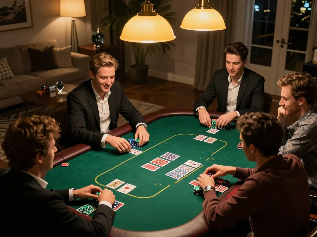 Players enjoying a friendly poker game with engaging strategies at 33win home setup.