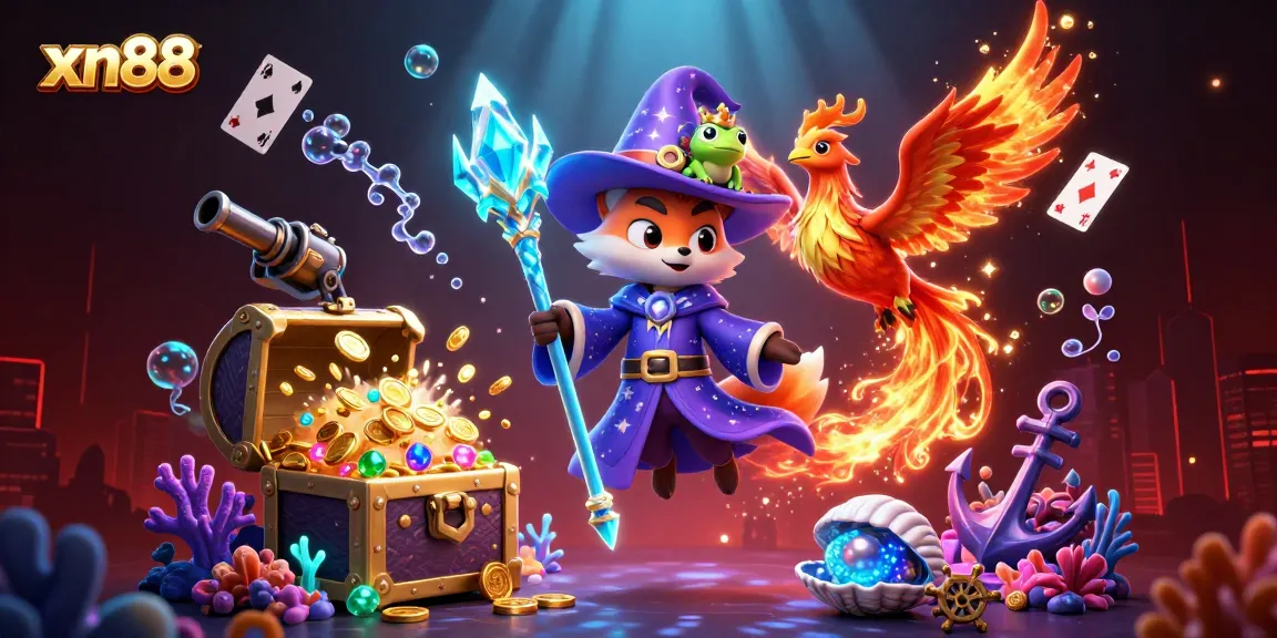 Engage in thrilling gaming at xn88 with a mystical 3D casino scene portraying excitement and treasure.