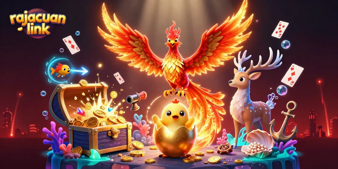 Experience thrilling action at rajacuan link with a fiery phoenix and magical elements in a vibrant casino scene.